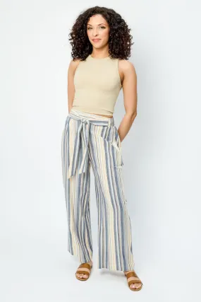 Tie-Belt Striped Palazzo Pant Freedom Move Effortless Layer