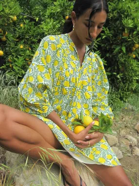 Snap-Closure Daisy Dress in Lemons