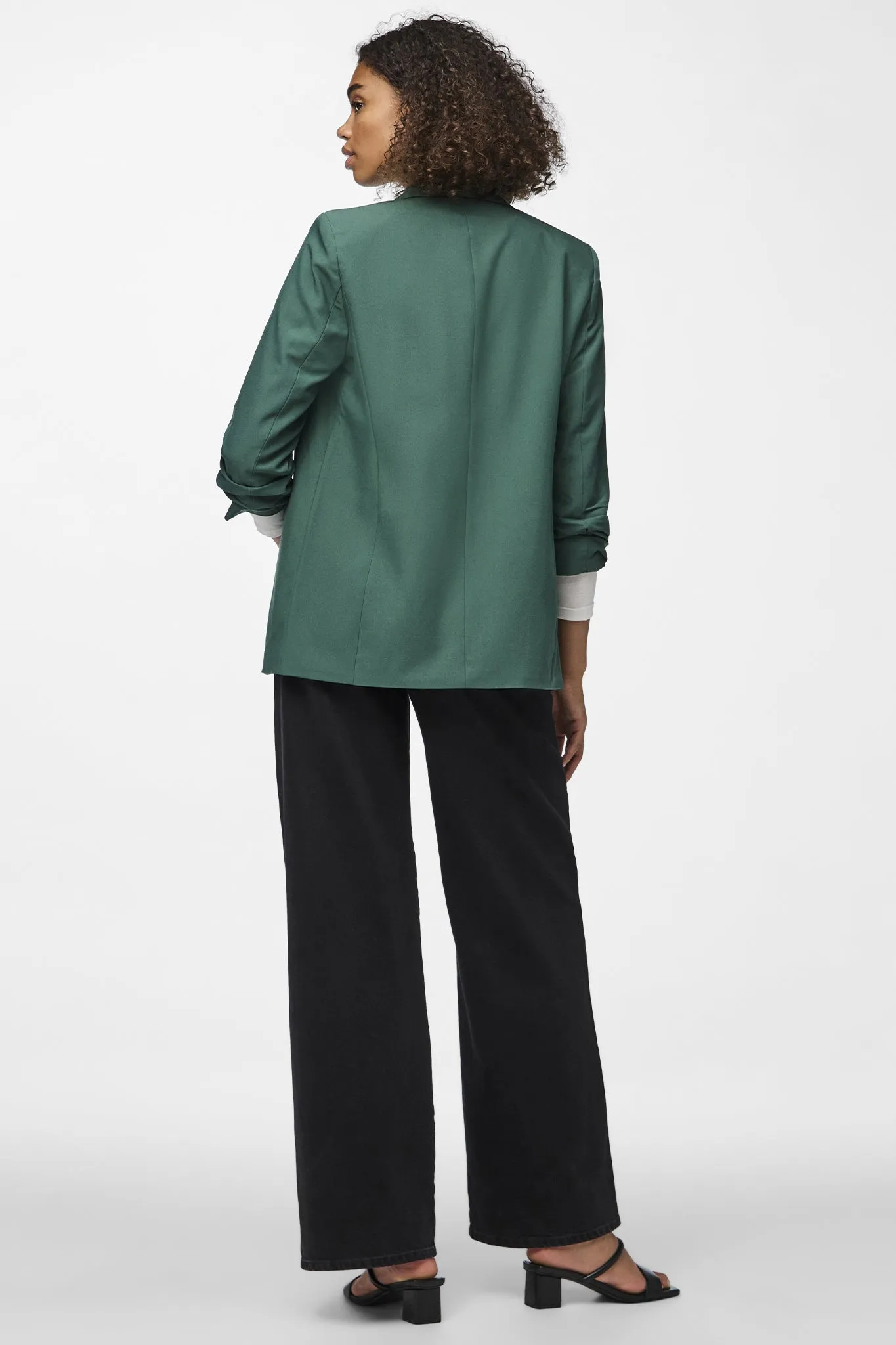 Boss Trekking Green Ruched Sleeve Blazer HypoallergenicMaterial Ultra Soft Brushed Interior