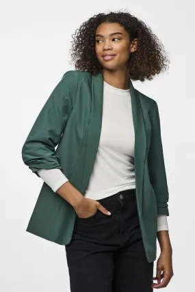 Boss Trekking Green Ruched Sleeve Blazer Wrinkle Free Exterior