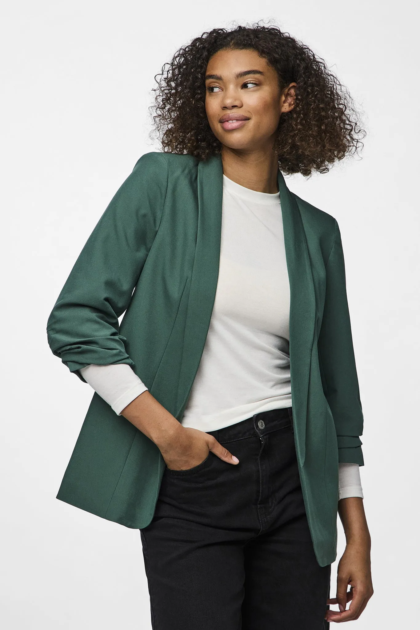 Boss Trekking Green Ruched Sleeve Blazer AntiStaticFinish