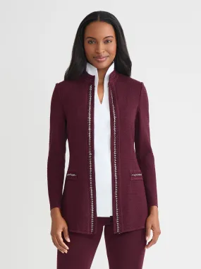 Tailored Crochet Chain Trim Knit Jacket - True Fit Thick Insulation Versatile Layering
