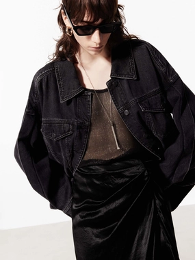 Multi Purpose Layering Knit Fabric Technology Loose Cotton Denim Jacket
