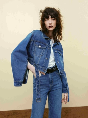Split Detail Denim Jacket Snag Resistant Surface
