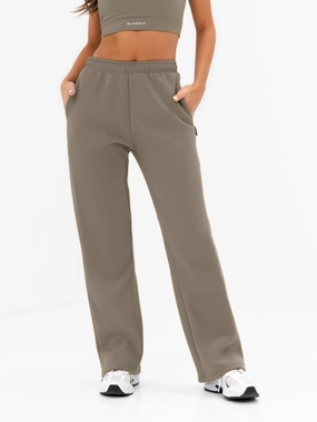 Isabel Wide Leg Sweatpants - Safari Green Core Movement Flexible Waistband
