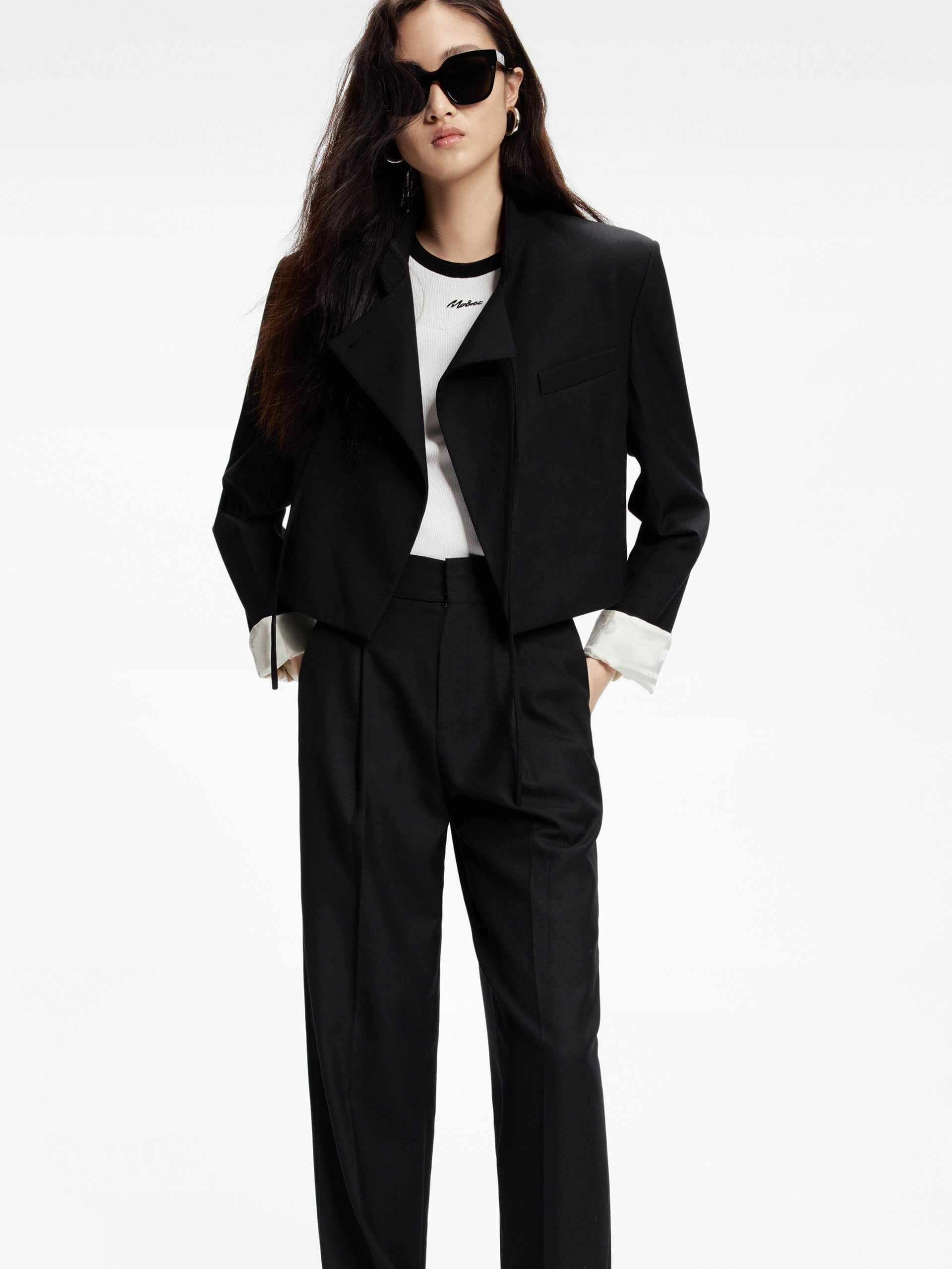 Tie Detail Cropped Jacket Air Permeable Cloth