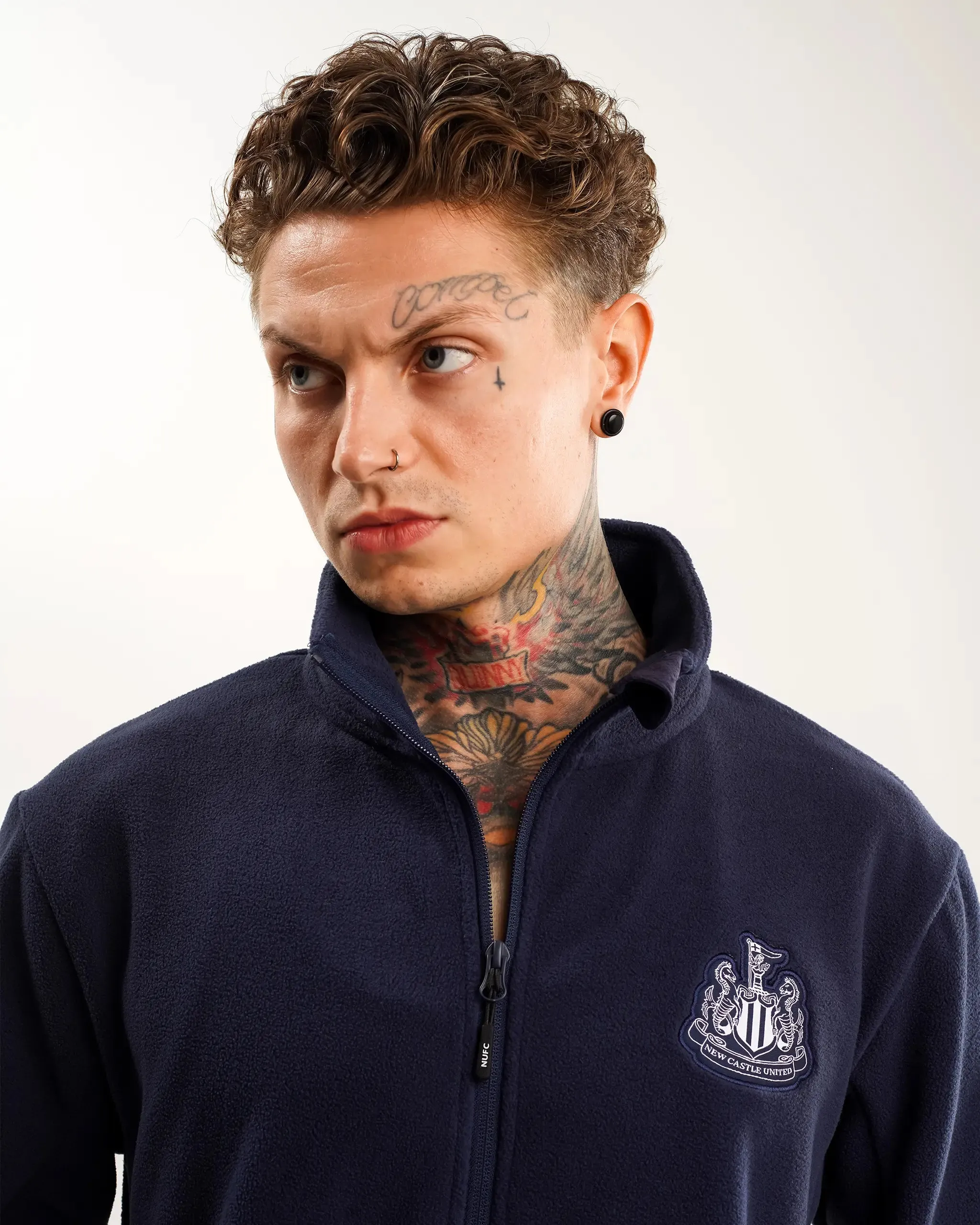 Newcastle United Men's Navy Full Zip Fleece Stain Proof Modern Functional Design
