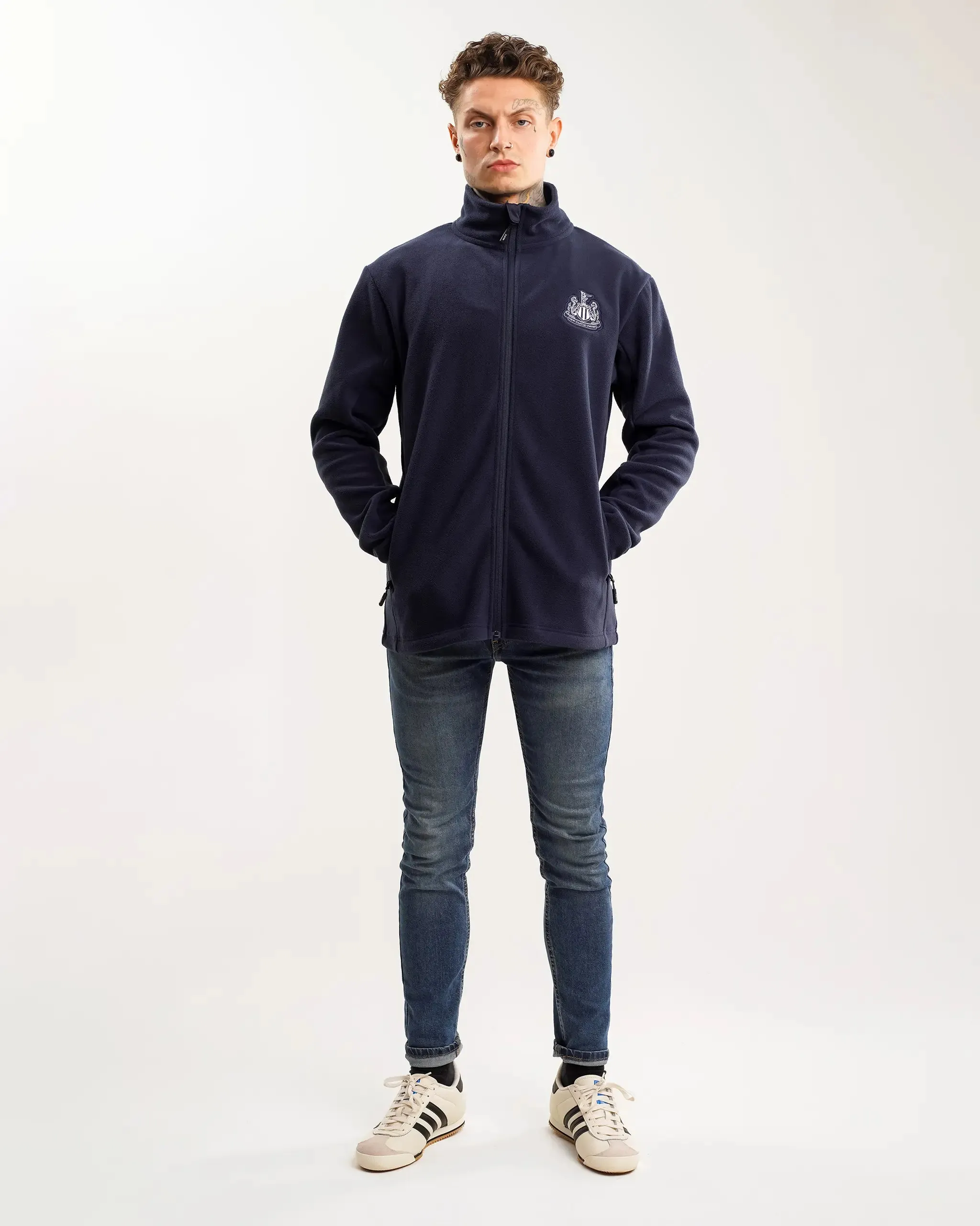 Noise Reduced Fastener System Newcastle United Men's Navy Full Zip Fleece