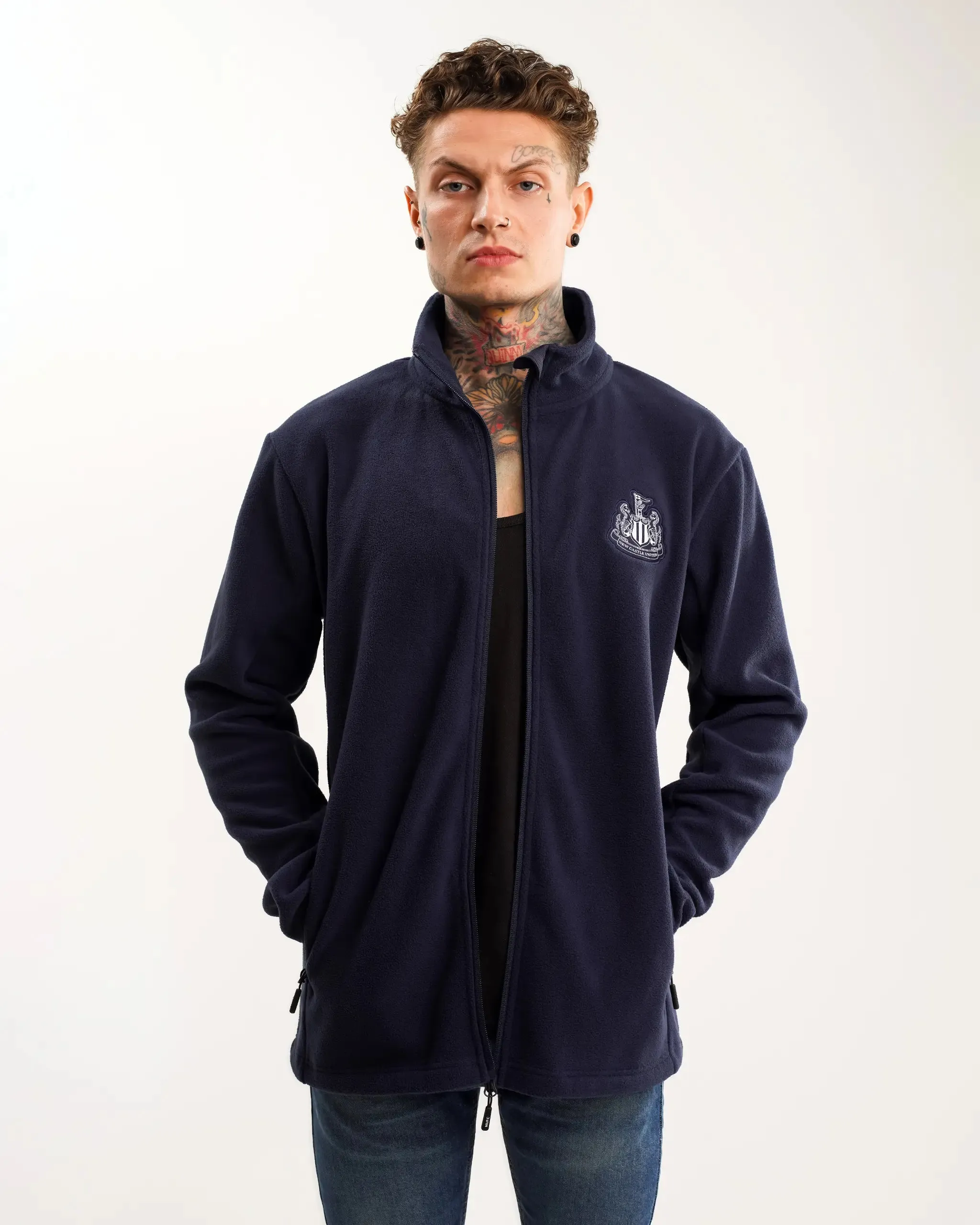 Newcastle United Men's Navy Full Zip Fleece Flexible Hem Adjustment