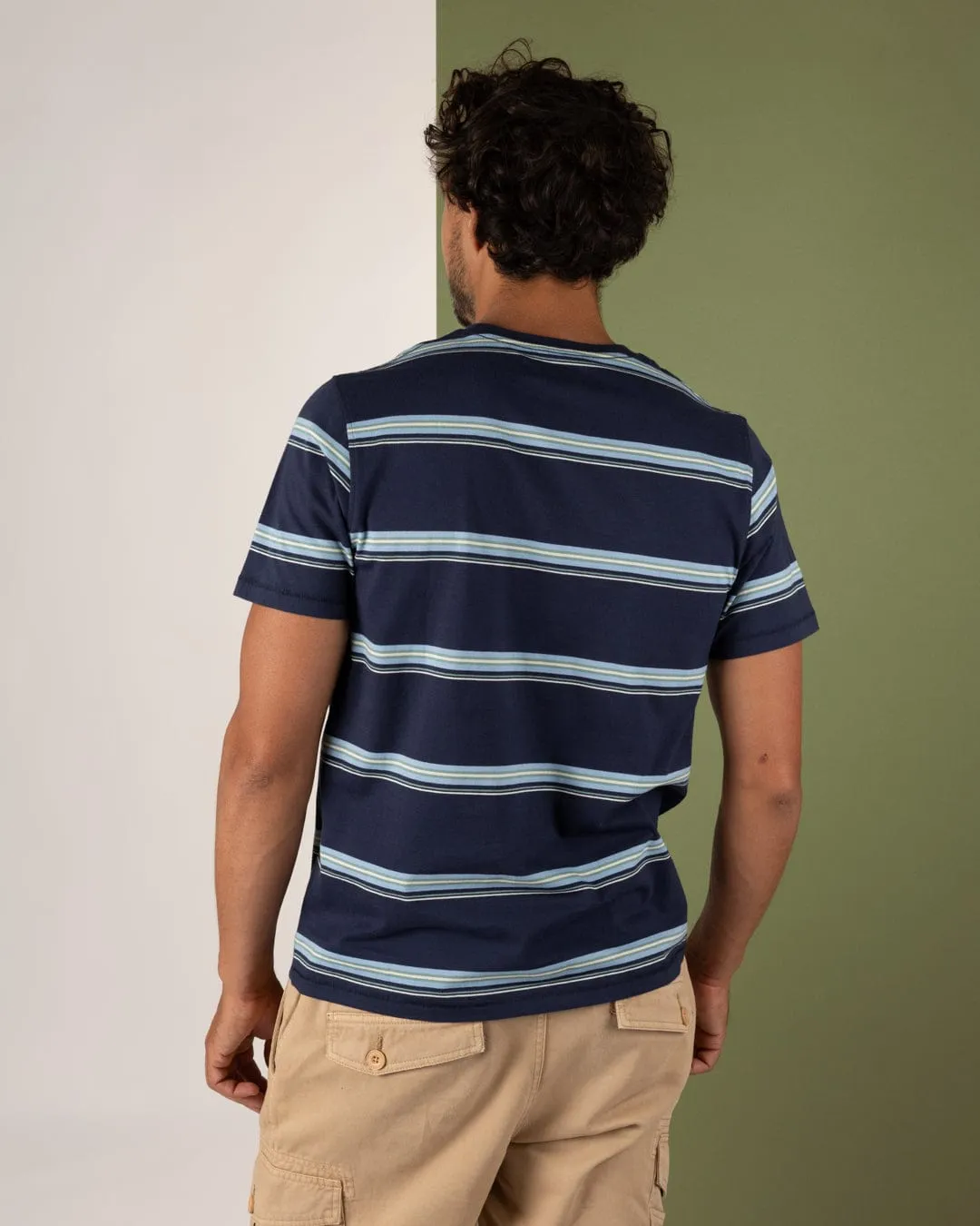 Race - Mens Striped T-Shirt - Blue City Smart Look Comfortable and Chic