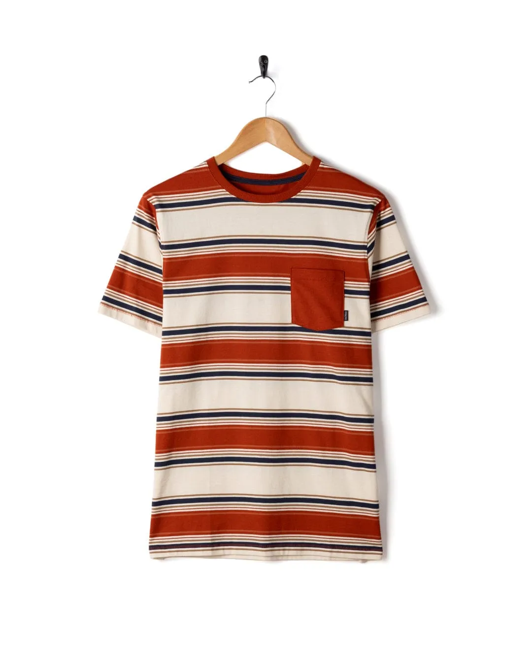 Casual Layer Wear Race - Mens Striped T-Shirt - Orange