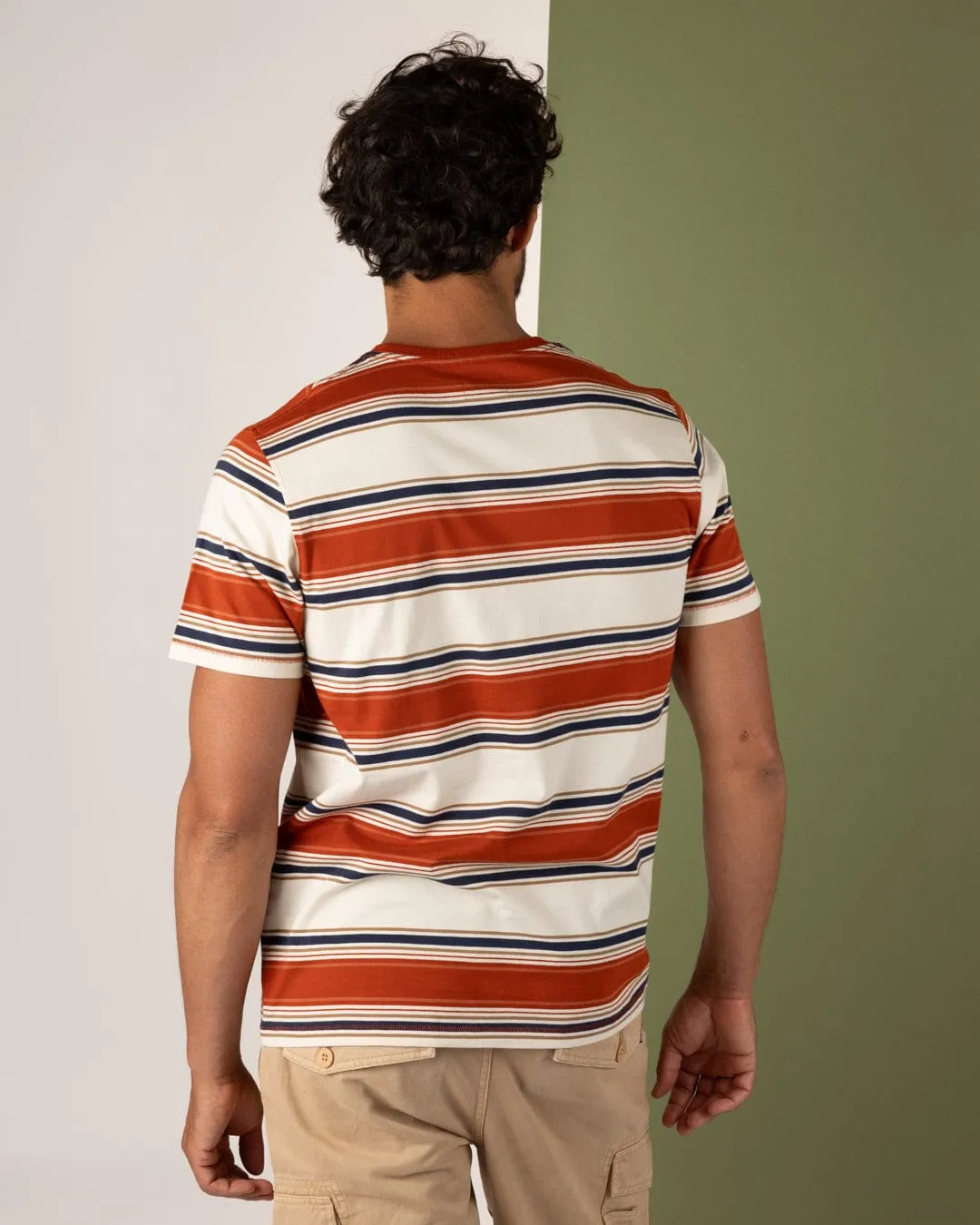 UV protection layer Race - Mens Striped T-Shirt - Orange