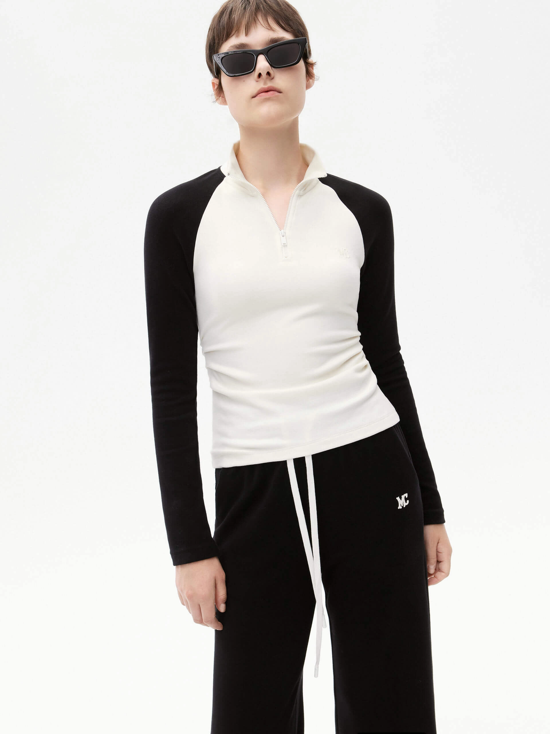 Raglan Sleeves Pleated Top compression support