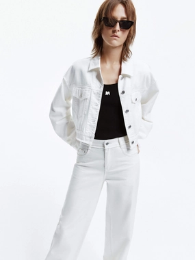 Tagless Labeling Raw Hem Cropped Jacket