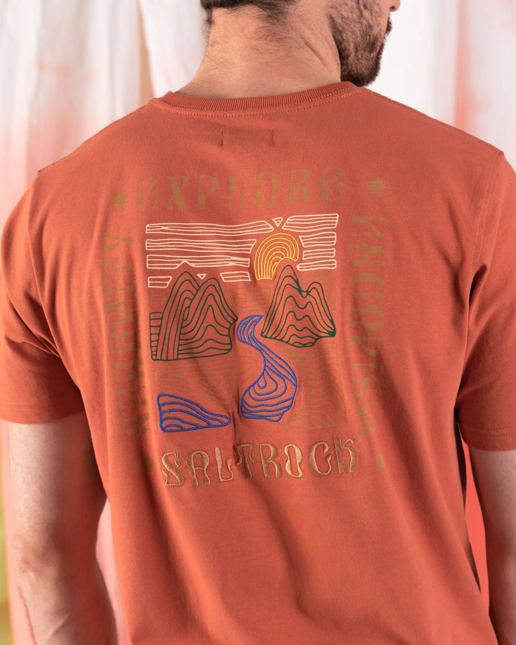 Rebalance - Mens Embroidered T-Shirt - Orange Sublimation Resistant Fabric