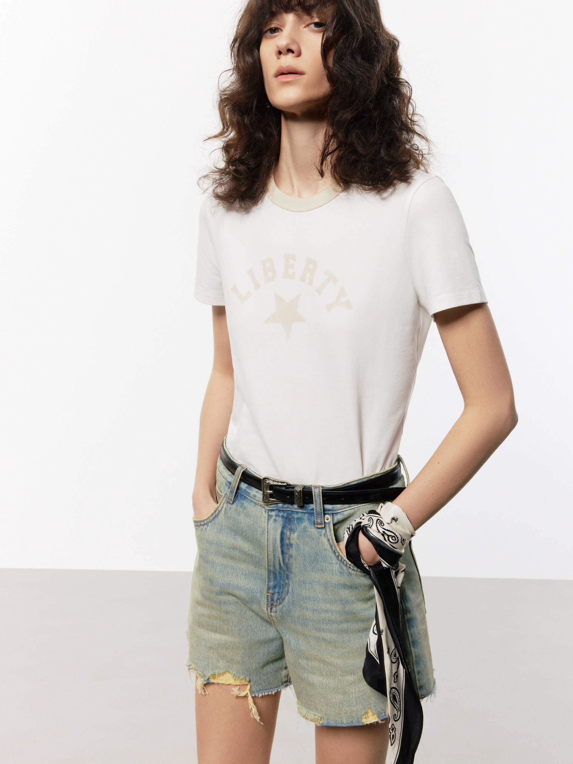 Quick Release Fabric Wrinkle Free Fabric Contrast Collar Cotton T-shirt