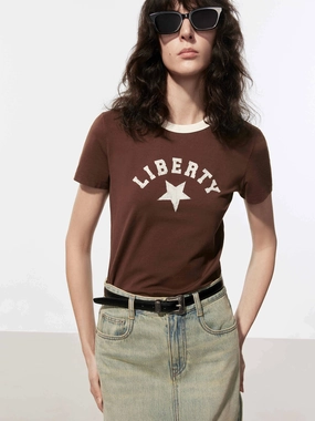 Contrast Collar Cotton T-shirt Dynamic Flex Panels Wicking Inner Layer