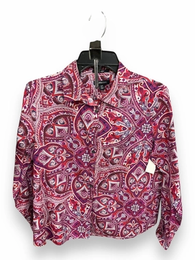 SleevelessOption Printed Hoodie Blouse Long Sleeve By Lands End In Paisley Print, Size: 12p