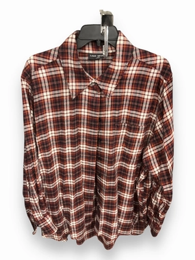 Hidden Zipper Pocket Blouse Long Sleeve By Lane Bryant In Plaid Pattern, Size: 2x