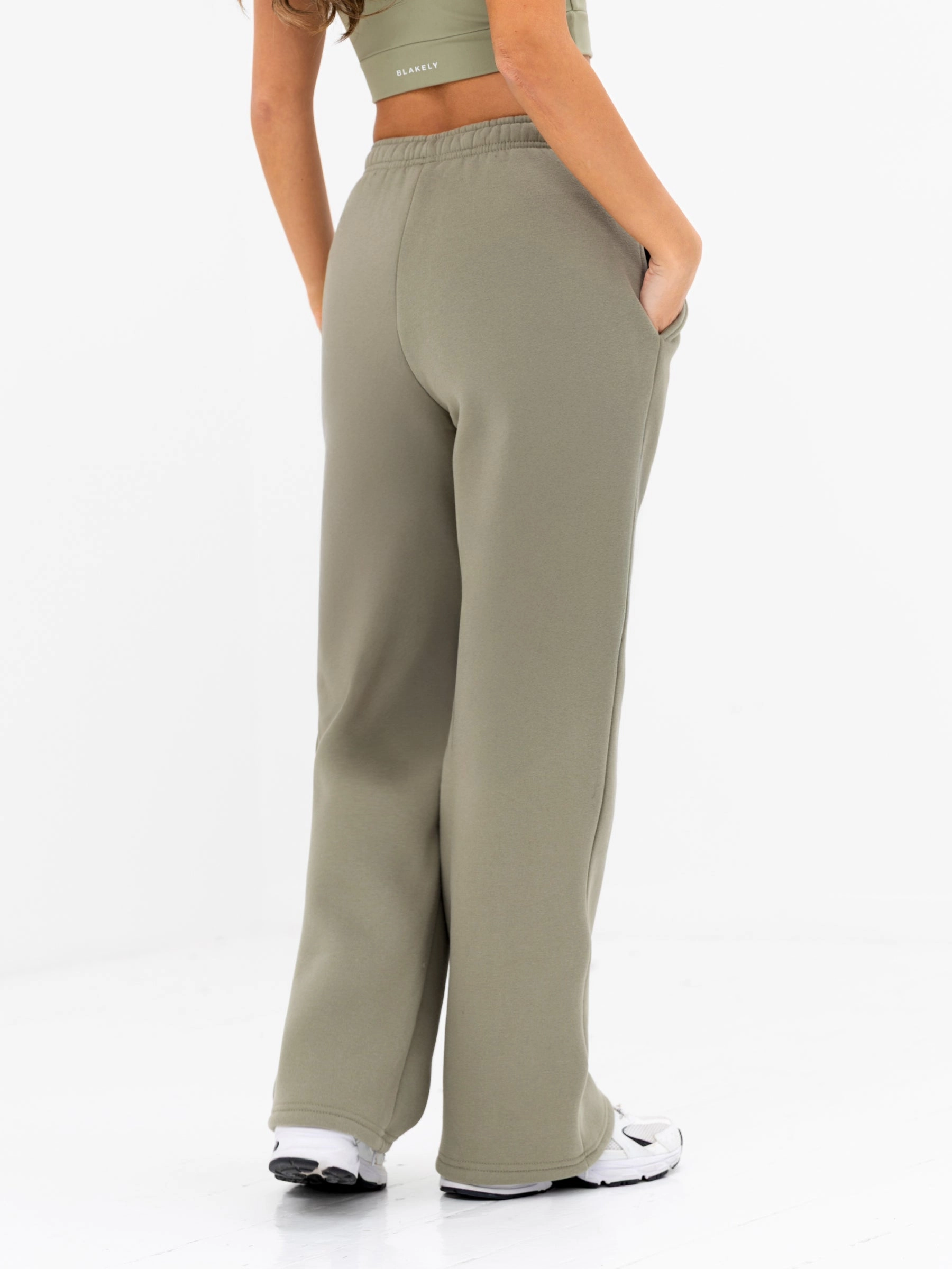 Isabel Wide Leg Sweatpants - Olive Performance Comfort