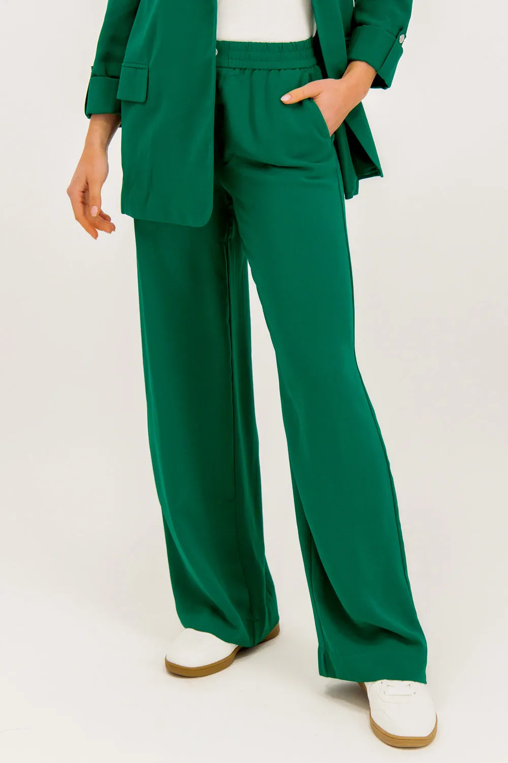 Dynamic Flex Panels ComfortFit Leila Green Wide Leg Trousers