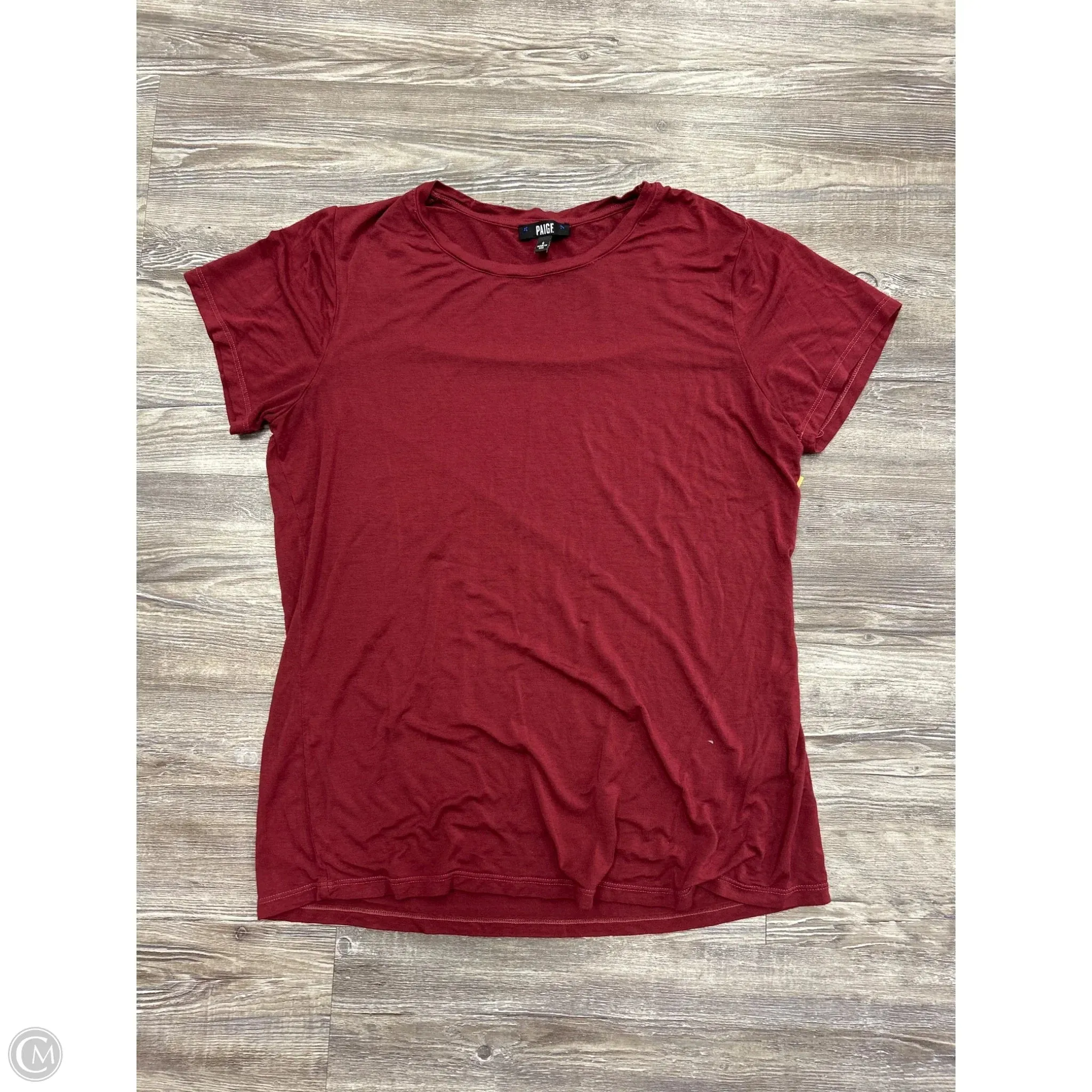 Breathable Stretch Minimal Style Trend Top Short Sleeve Designer By Paige In Maroon, Size: S