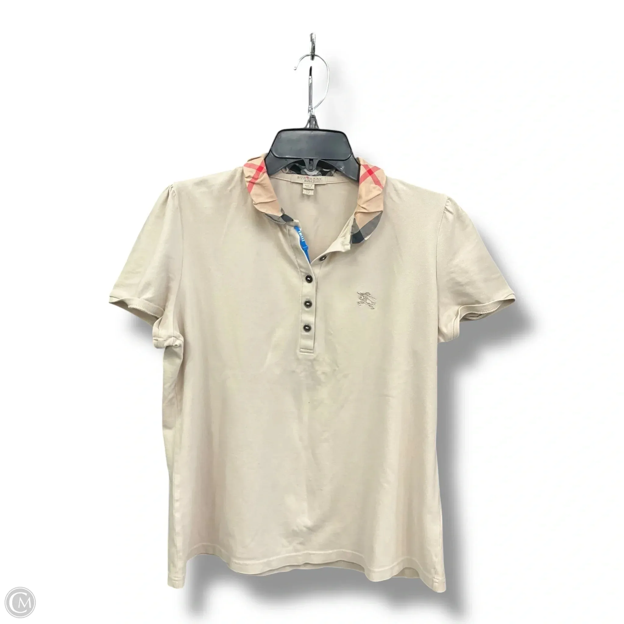 Top Short Sleeve Luxury Designer By Burberry In Beige, Size: Xs Bold Comfort Bold Design