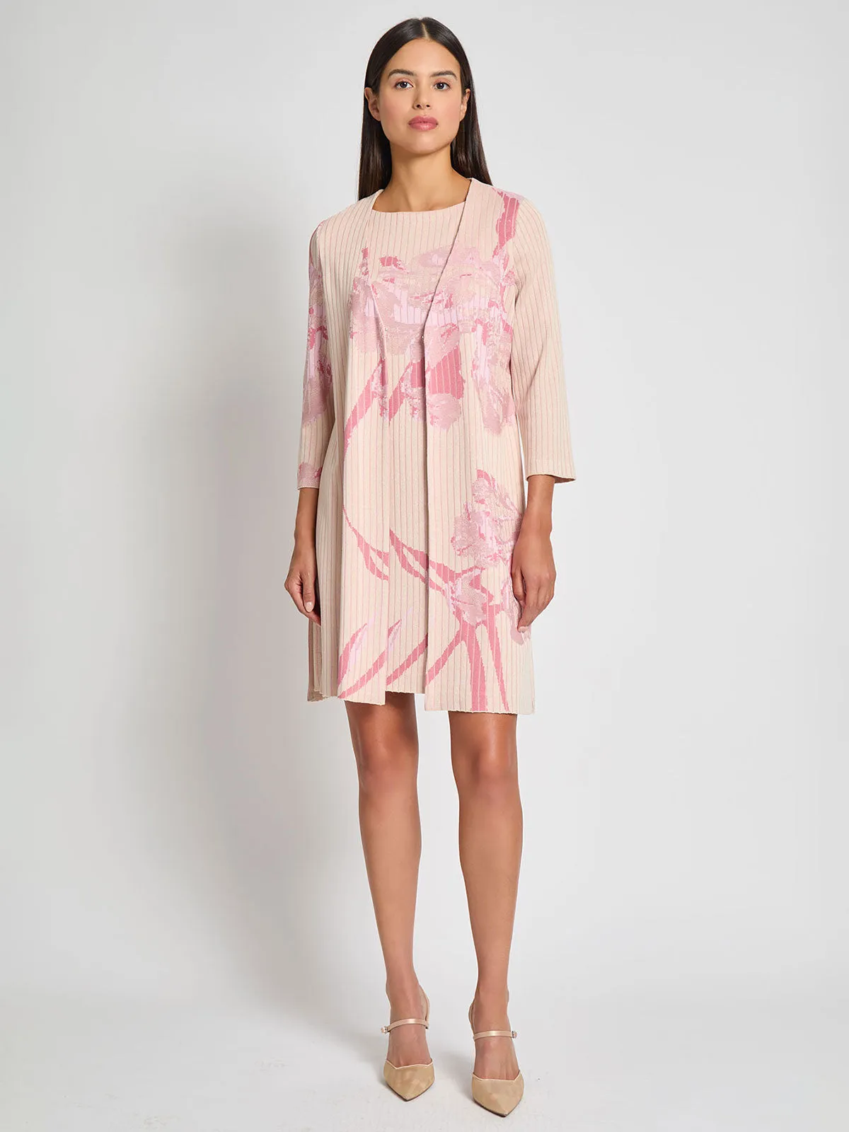 ThermalInsulation Soft Touch Lining Relaxed Floral Jacquard Soft Knit Jacket - Vanity Fit