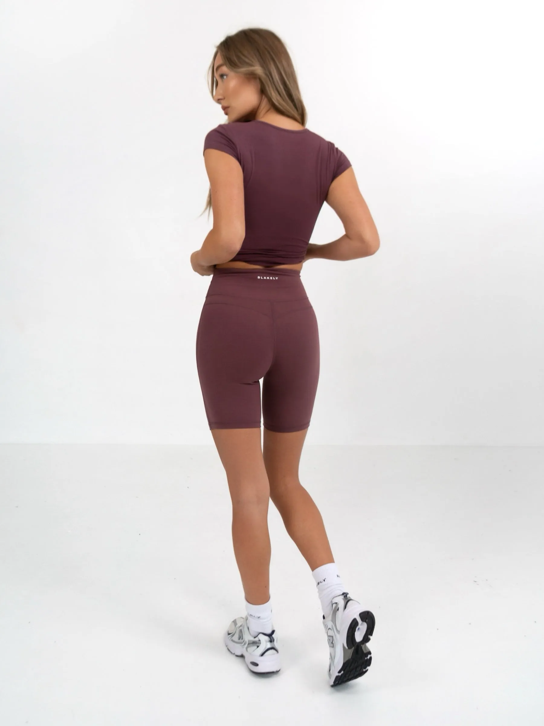 Ultimate Soft Lifestyle Shorts - Burgundy high - rise Layered Panel Design