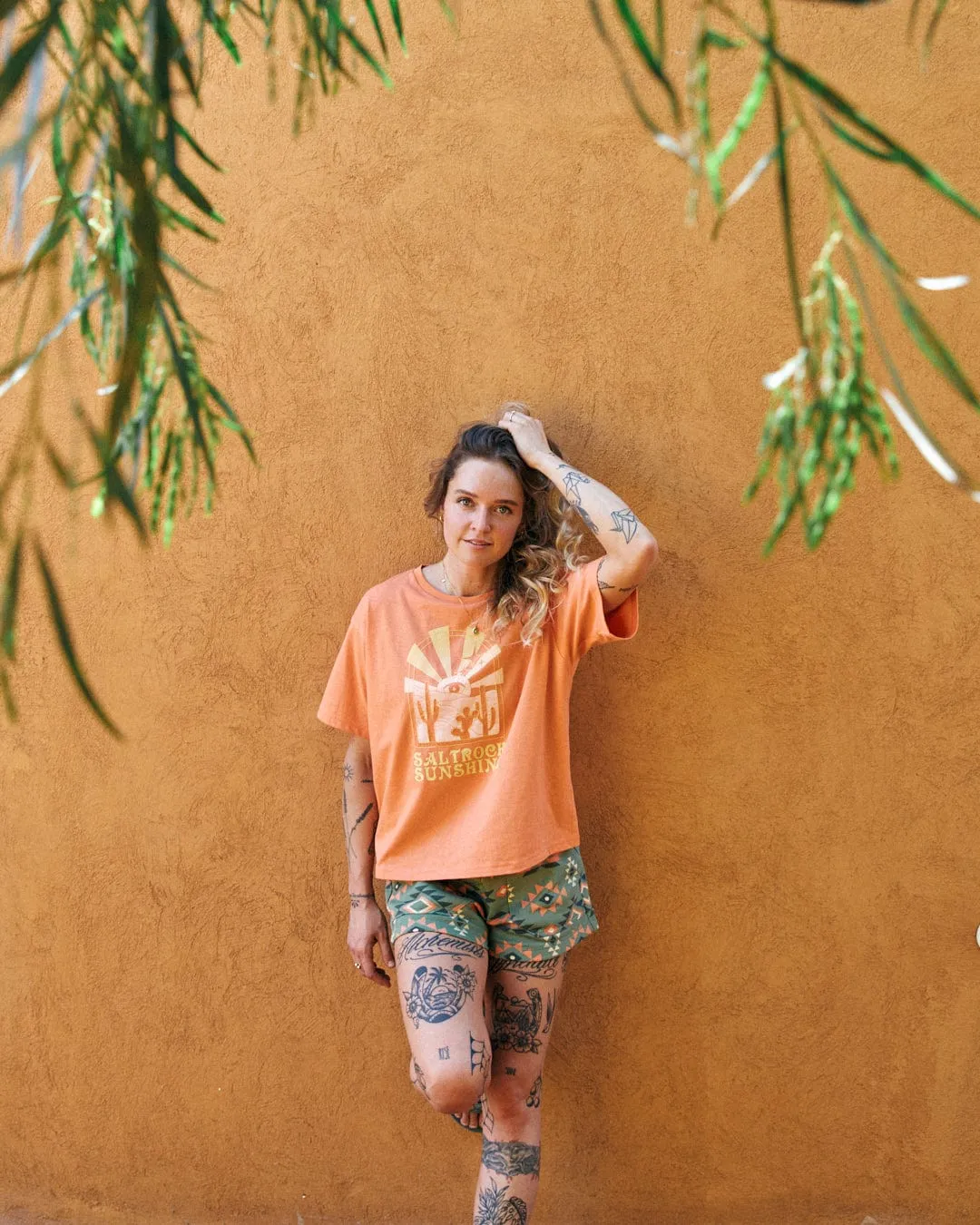 Saltrock Sunshine - Recycled Womens Cropped T-Shirt - Orange All-Purpose Comfort Weekend Style