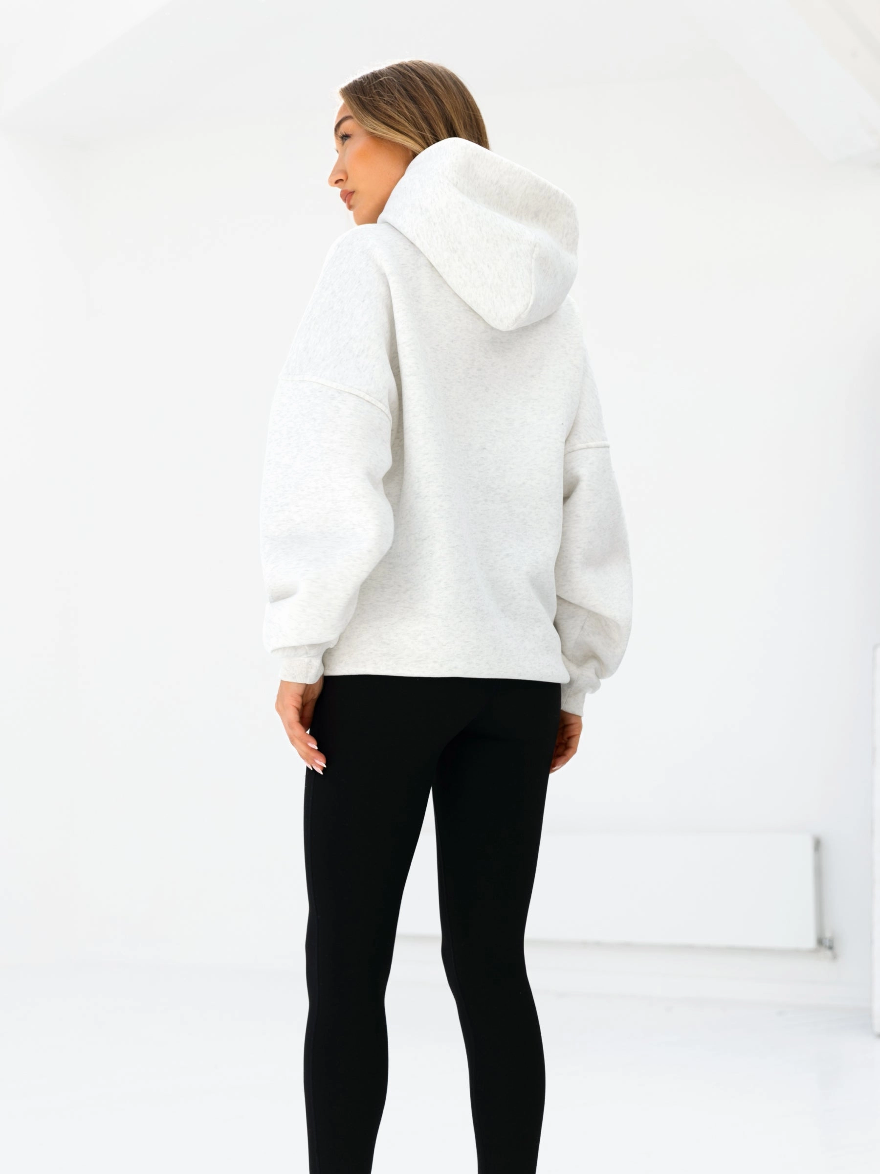 Sami Oversized Hoodie - Marl White Minimalist Look motorcycle gear