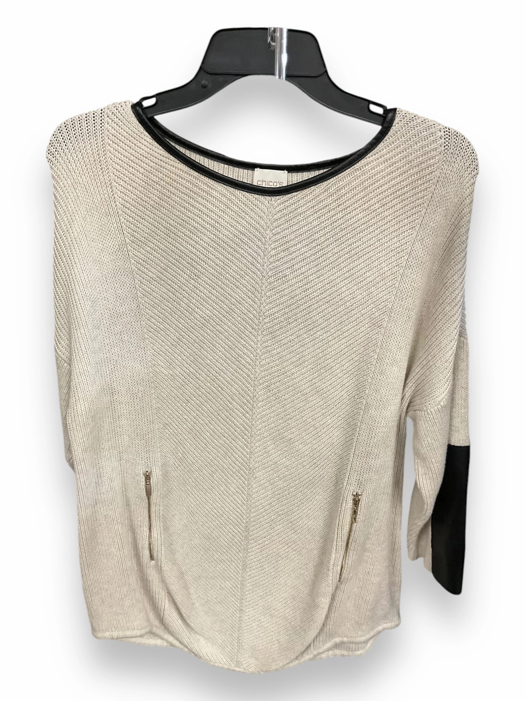 Hybrid Fabric Blend Sweater By Chicos In Beige, Size: L