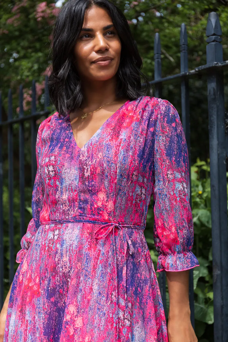 Sleek Look Dinner Outfit Soroya Pink & Purple Chiffon Dress