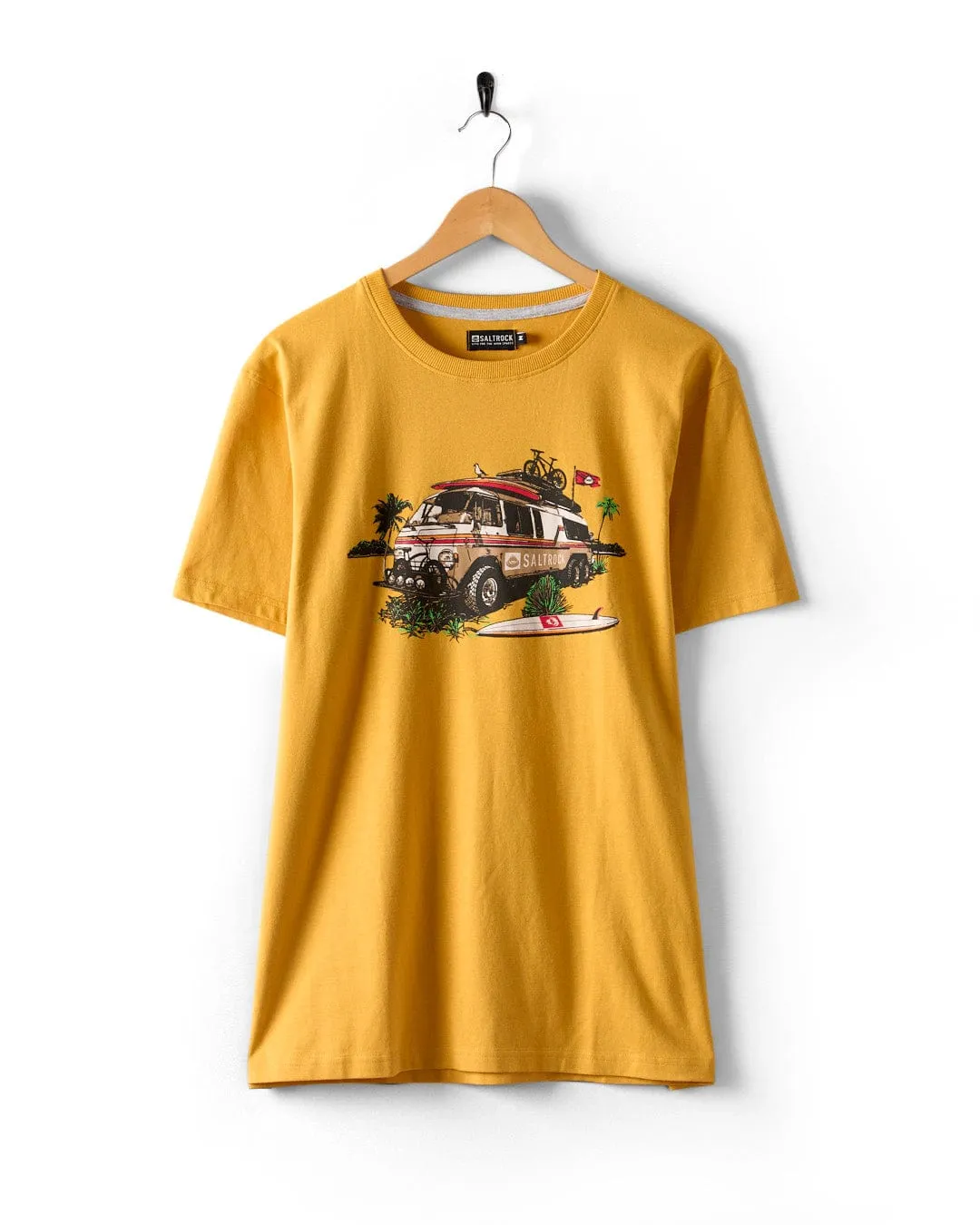 Retro Camper - Mens Short Sleeve T-Shirt - Yellow Perfect for Layering shopping