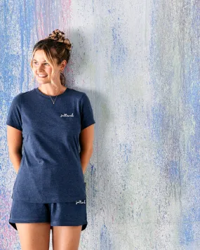Velator - Womens Short Sleeve T-Shirt - Blue Marl print design Chic Casual Wear