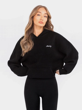 Oversized Knitted Hoodie - Black Casual Look