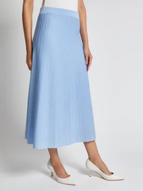 Romantic Vibe Smooth Finish Ribbed A-Line Knit Maxi Skirt, Arctic - Vanity Fit