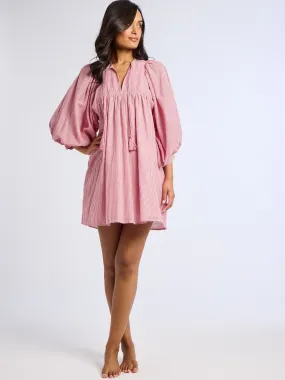 Daisy Dress in Tango Stripe Button-front