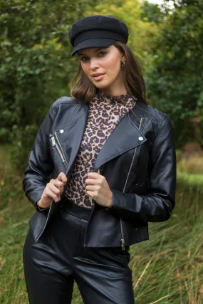 Riley Black Faux Leather Jacket HybridLayerCompatibility