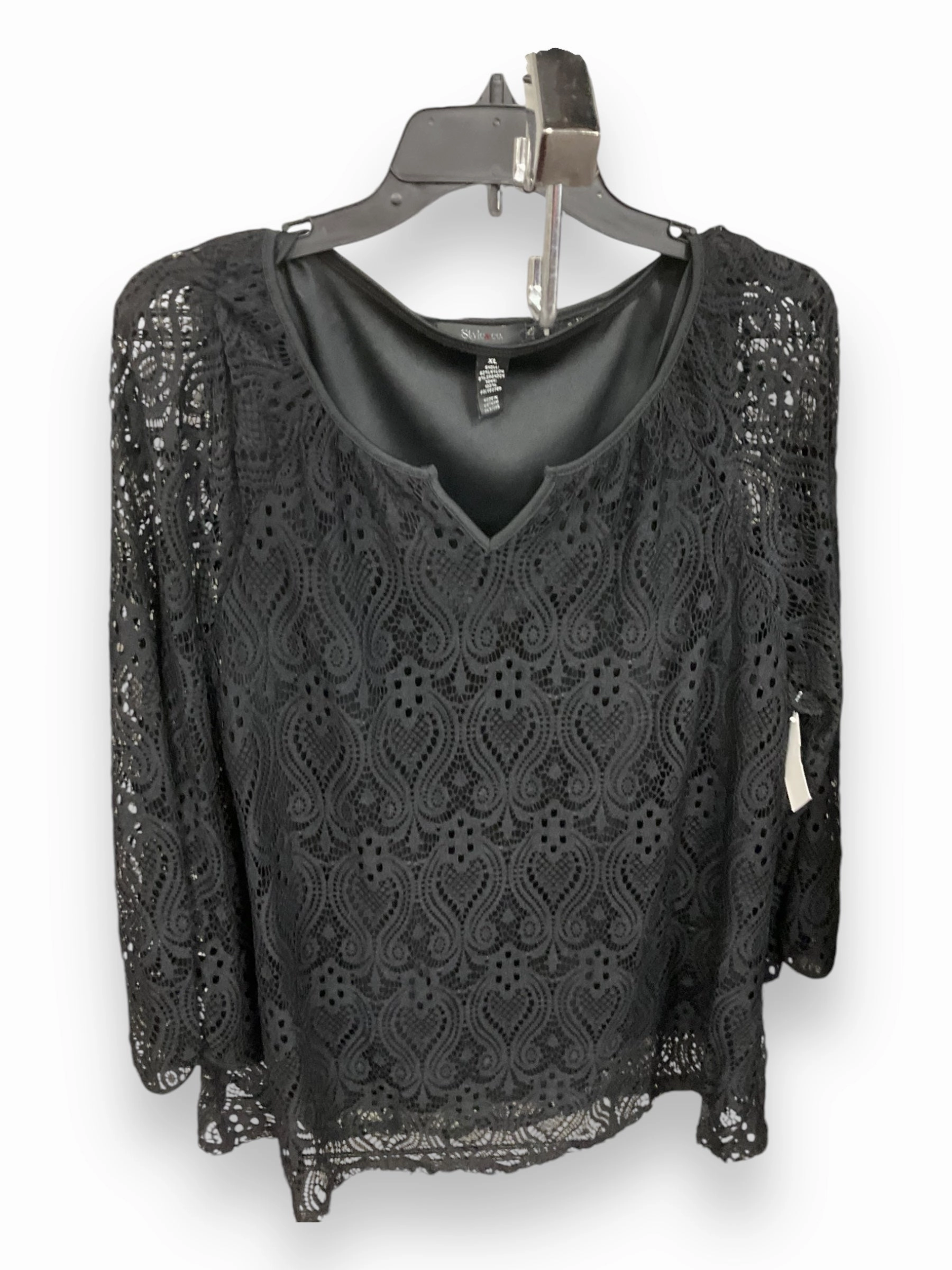 Top Long Sleeve By Style And Company In Black, Size: Xl MinimalistStyle Quick Access Zipper