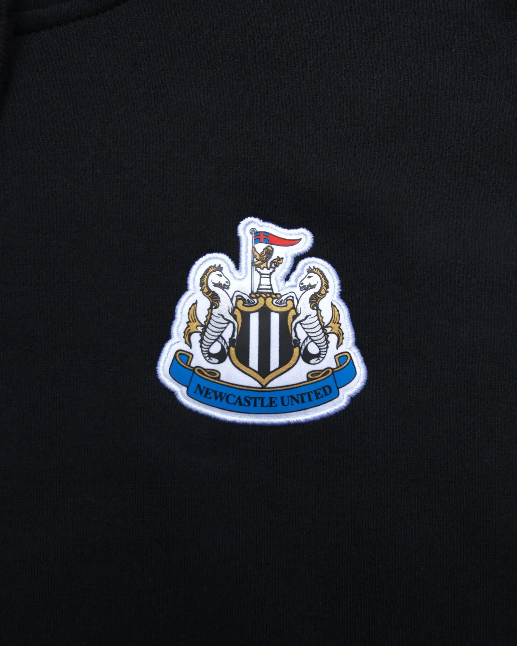 Newcastle United Men's Black Terrace Crest Hoodie Layered Wearable Casual Cozy