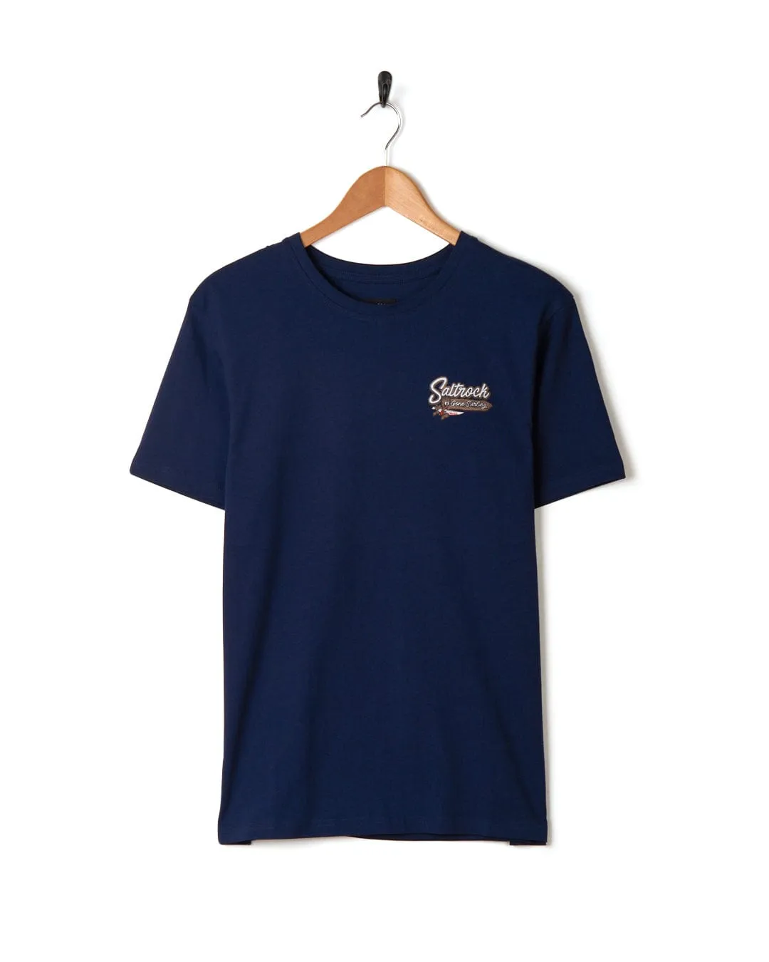 Beach Signs Cornwall - Mens Short Sleeve T-Shirt - Blue MicroPiqueKnit Essential Clothing