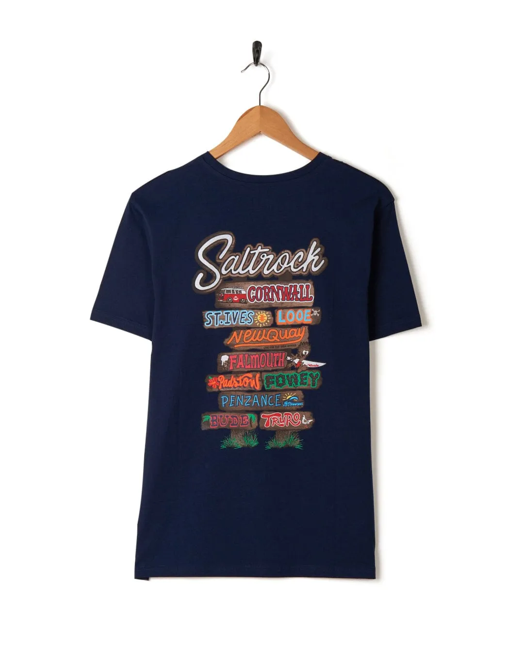 Beach Signs Cornwall - Mens Short Sleeve T-Shirt - Blue All-Season Comfort Fashionable Piece