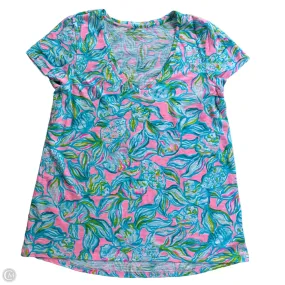 SoftenedNeckline Top Short Sleeve Designer By Lilly Pulitzer In Multi-colored, Size: M