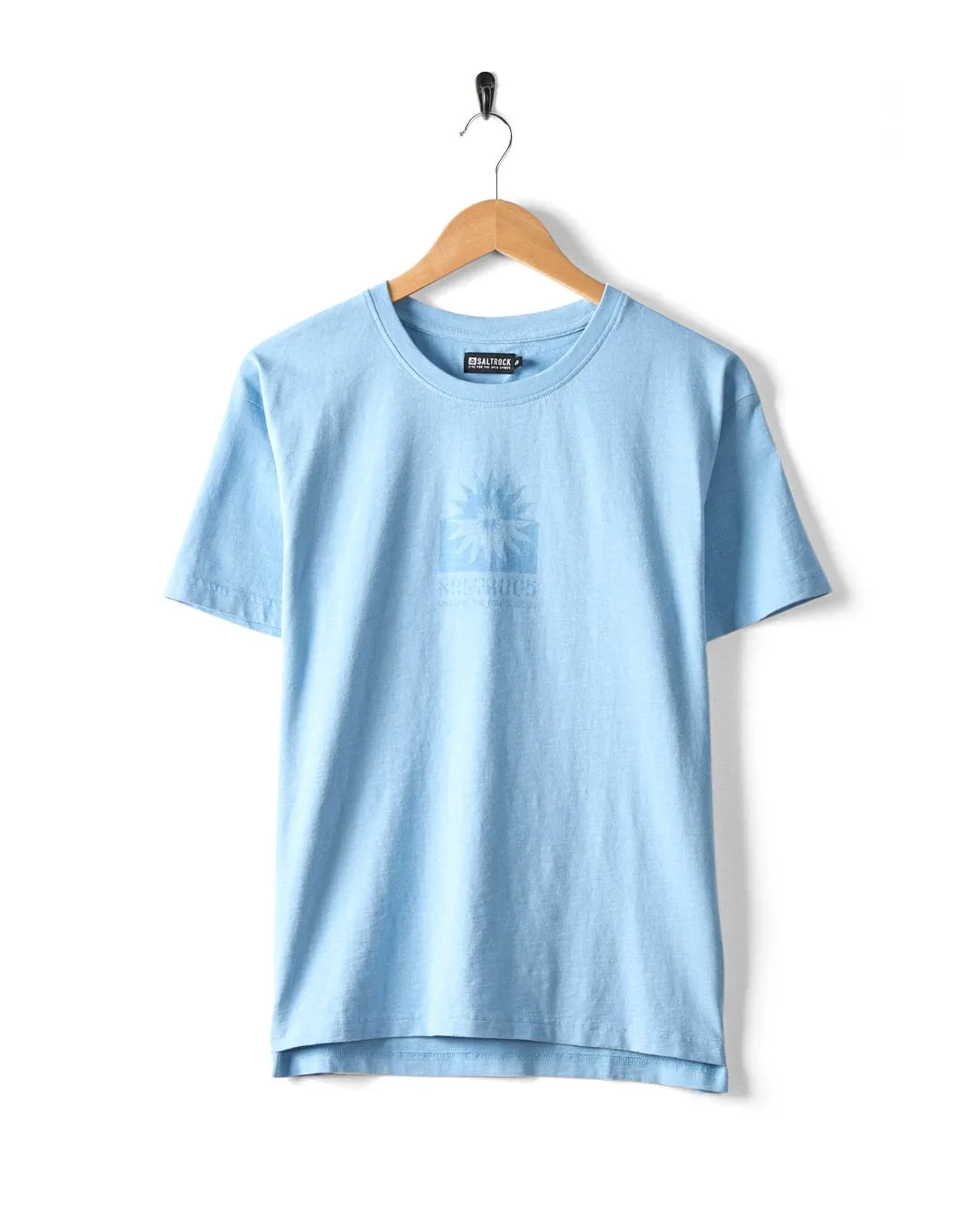 Roots  - Womens Oversized Short Sleeve T-Shirt - Blue Trendy Layering