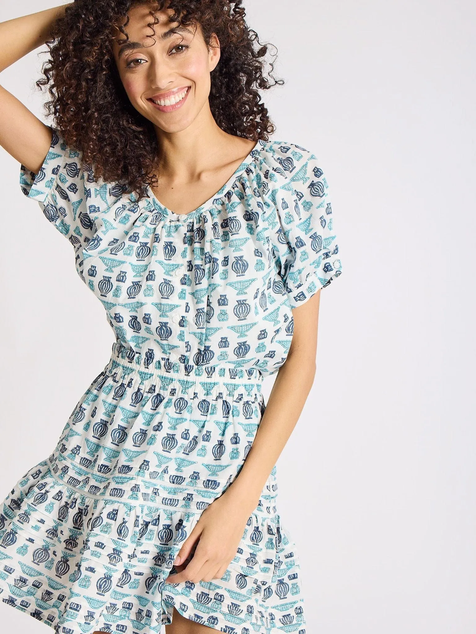 Elastic hem Rowan Skirt in Athens Print