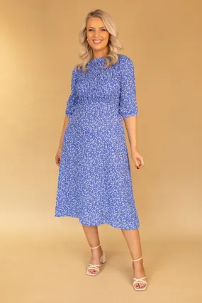 Nordic Plain Roxy Blue Midi Smock Midi Dress