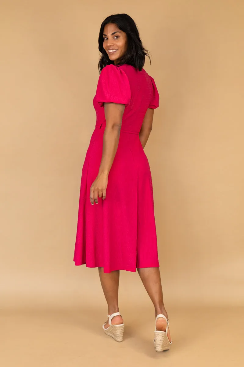 Roxy Cerise Pink Midi Dress Sleek Silhouette Urban Feel