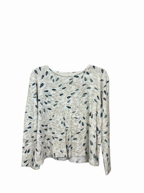 Stretchable Knit ReinforcedArmholes Top Long Sleeve By Croft And Barrow In Tan & White, Size: Xl