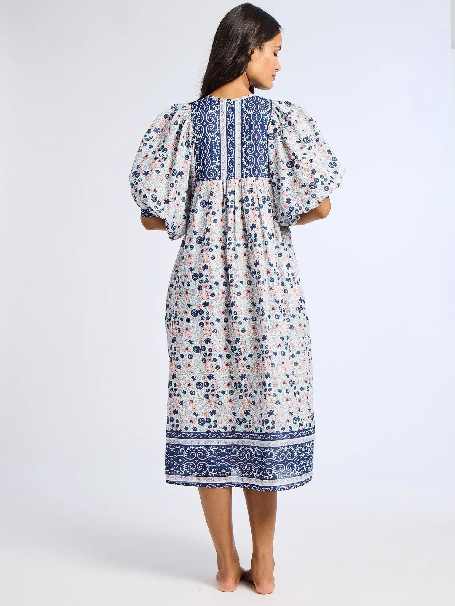 Chilly Weather Wear understated look Saffron Dress in Navy Floral